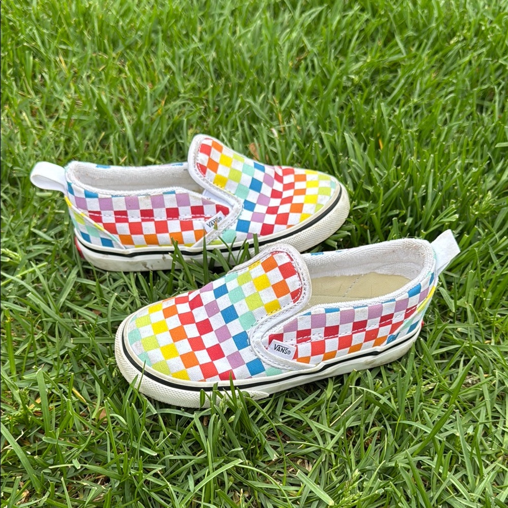 Vans Red and Orange Slip-On Sneakers